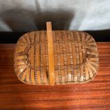 Antique Bressan Basket Fishing Net Wicker Woven Vintage #C072