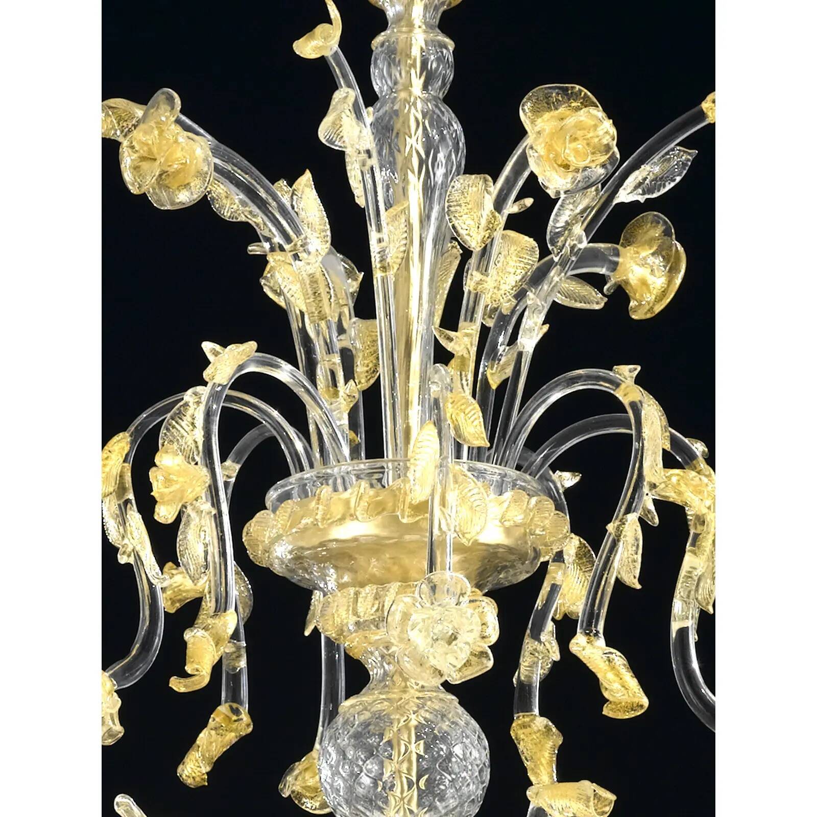 Huge Italian Murano Glass Chandelier with Handcrafted Flowers and Leaves