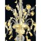 Huge Italian Murano Glass Chandelier with Handcrafted Flowers and Leaves