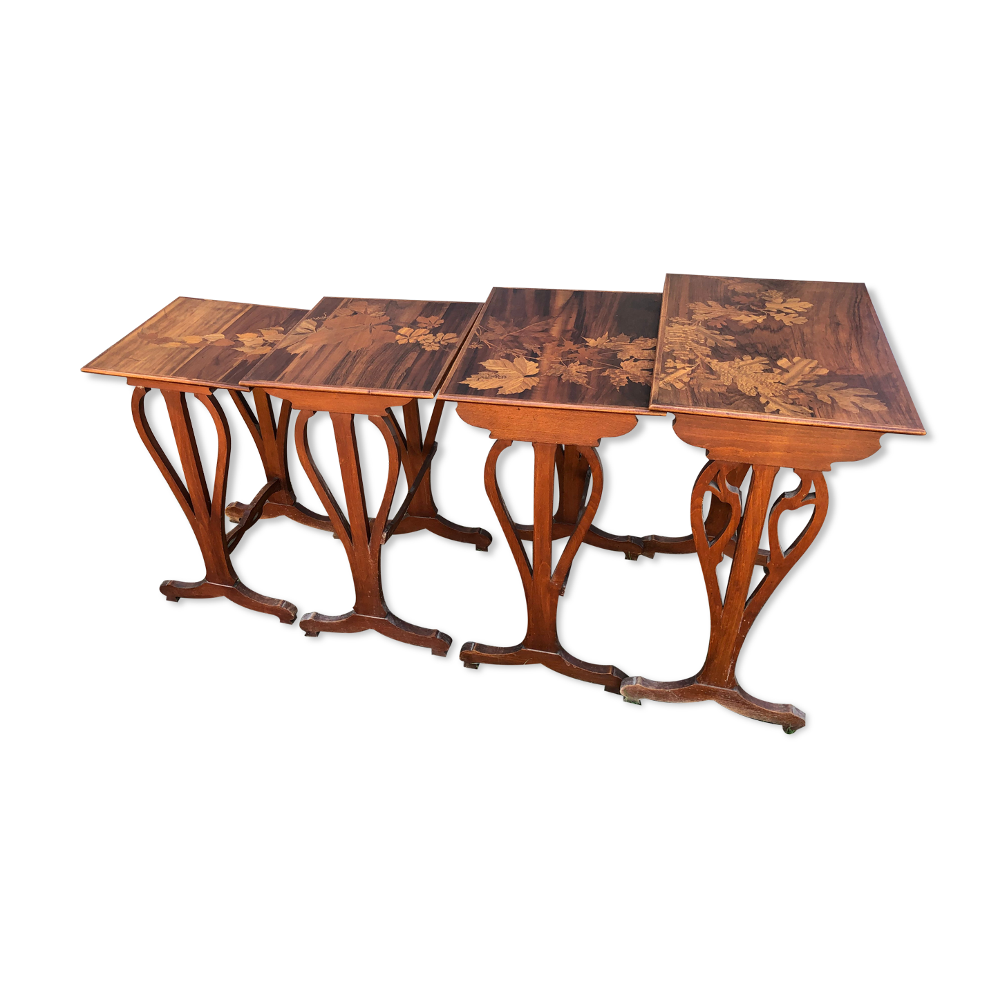 Tables with vegetable decoration, art nouveau period 1900 signed, Émile Galle