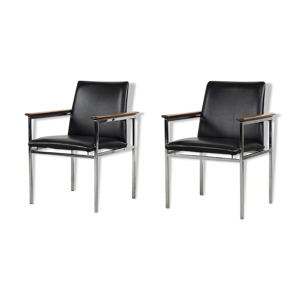 fauteuils scandinaves - cuir noir