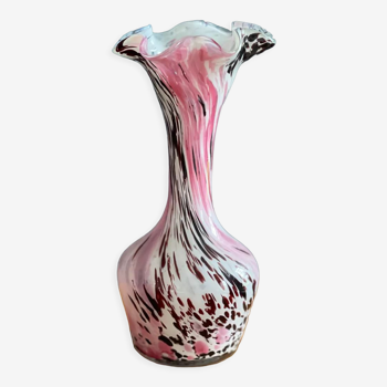 Vase in blown glass, speckled pink