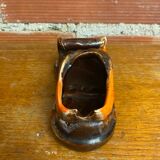 Cendrier ancien Vallauris céramique multicolore forme chaussure vintage