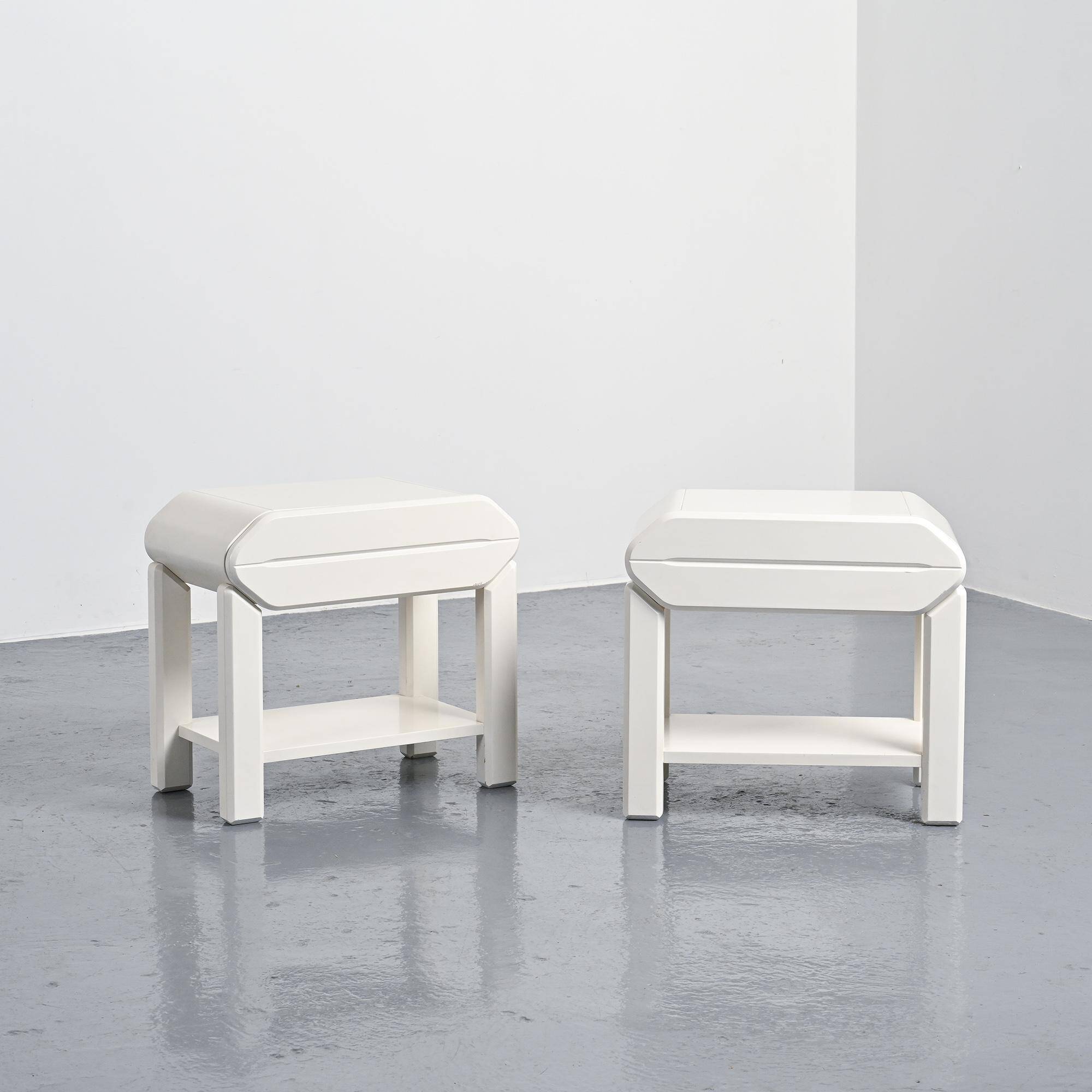 Pair of pine bedside tables by Maison Regain, circa 1970.