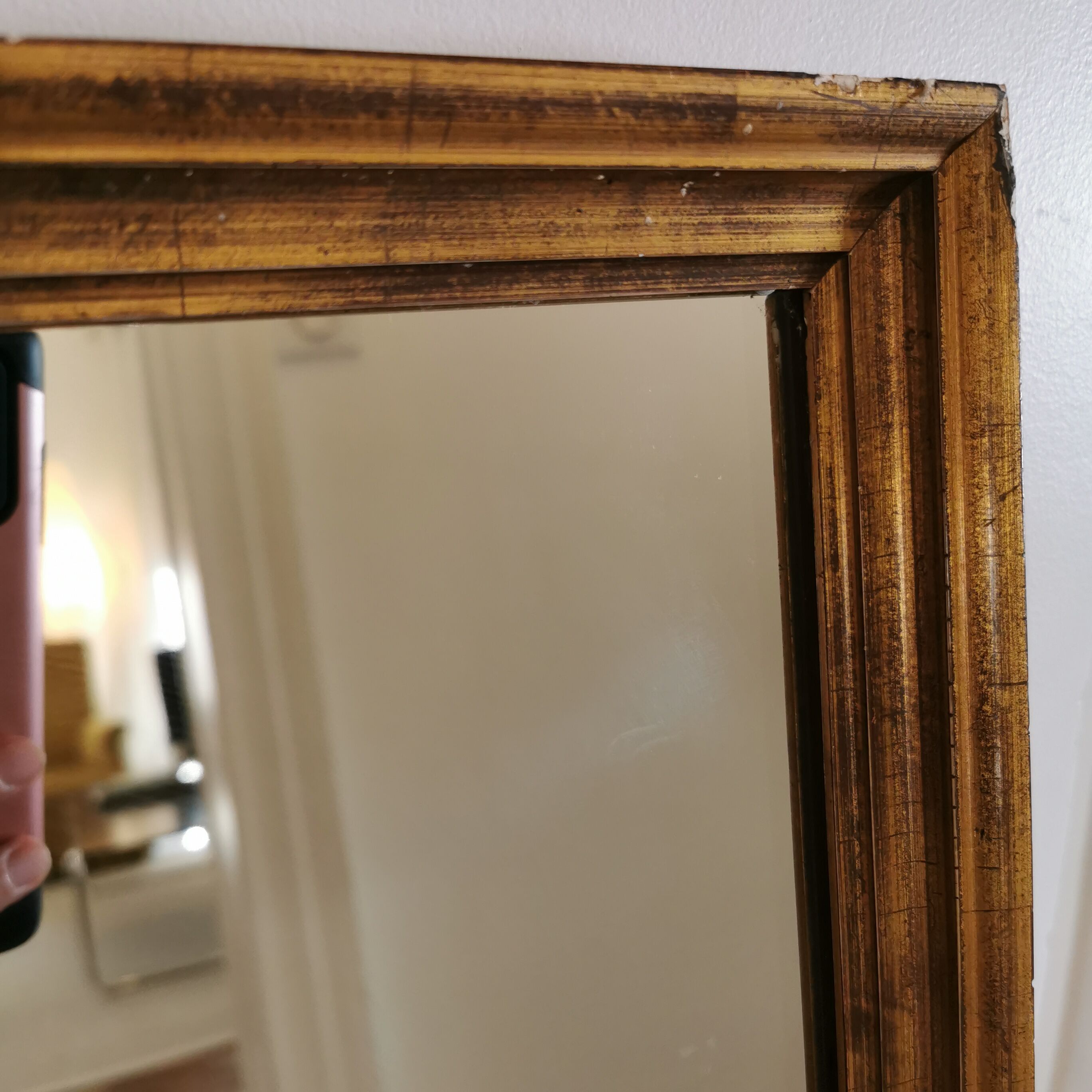 Miroir carré doré à la feuille d'or - 47x47cm