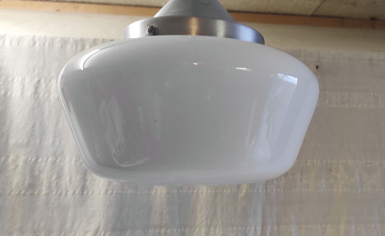 Metal Bauhaus suspension with opaline globe - mid 20th century.