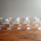 SET OF 10 FACETED GLASS CHAMPAGNE GLASSES