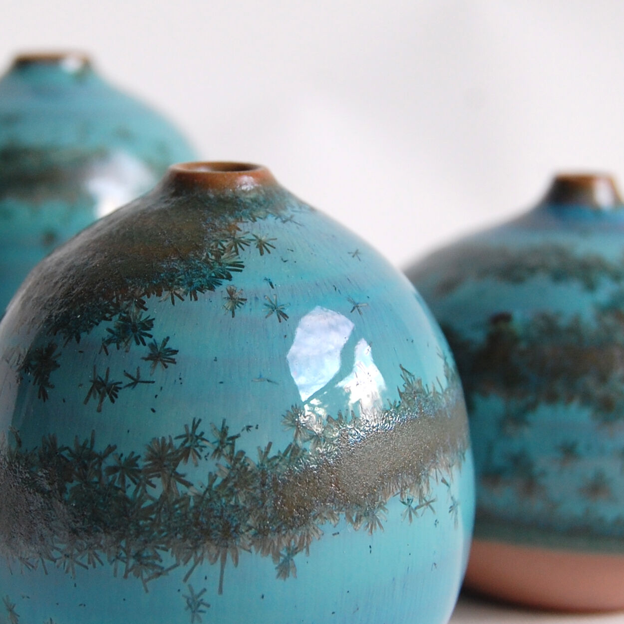 Trio of green miniature ceramics Antonio Lampecco