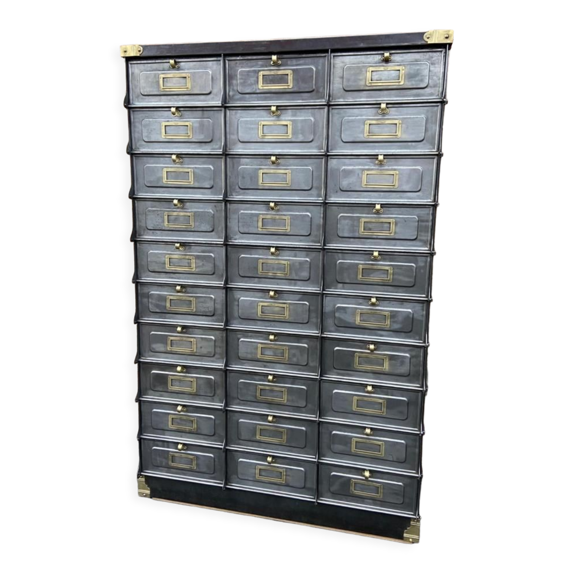 Industrial Archiving Cabinet 30 valves Strafor 1920s