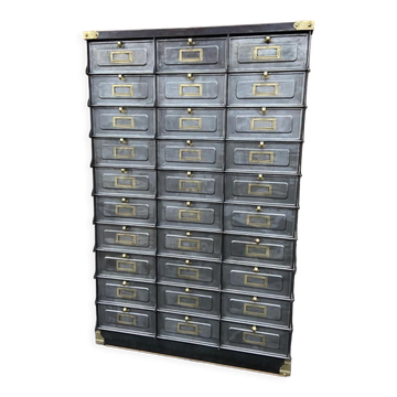 Meuble d'Archivage industriel 30 clapets Strafor 1920s
