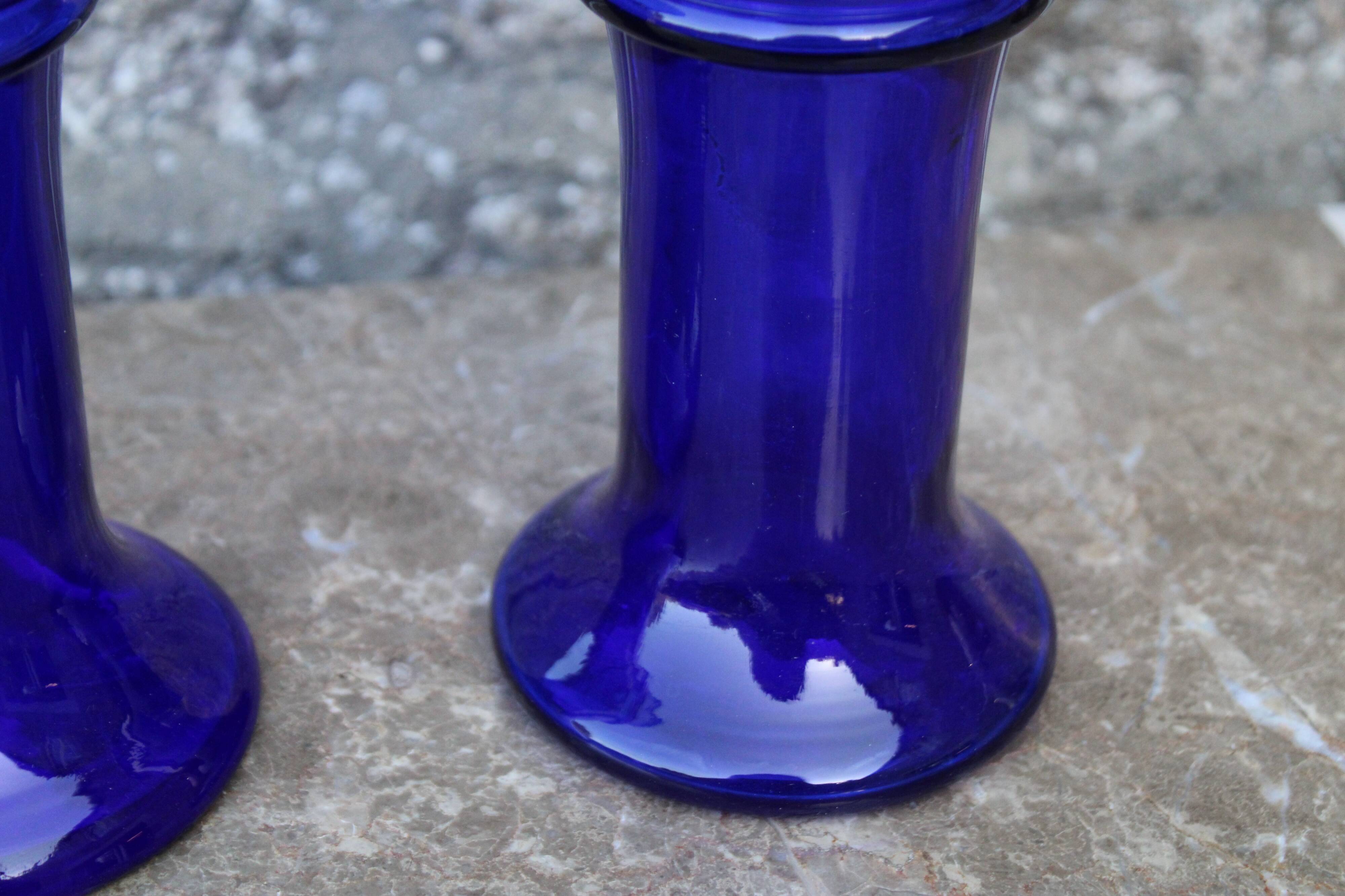 Pair of Holmegaard cobalt blue vases – Scandinavian design – Michael Bang