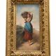 Ernesto Jolli – Oil on canvas 19th century – Young woman with a basket of flowers