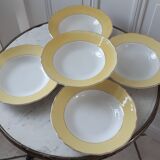Lot de 5 assiettes creuses Badonviller jaune poussin années 50-60