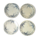 Lot de 4 plates Choisy-le-Roi Terre de fer Boule fer bleu