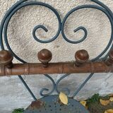 Coat rack in carved and varnished wood, imitation bamboo, 4 hooks