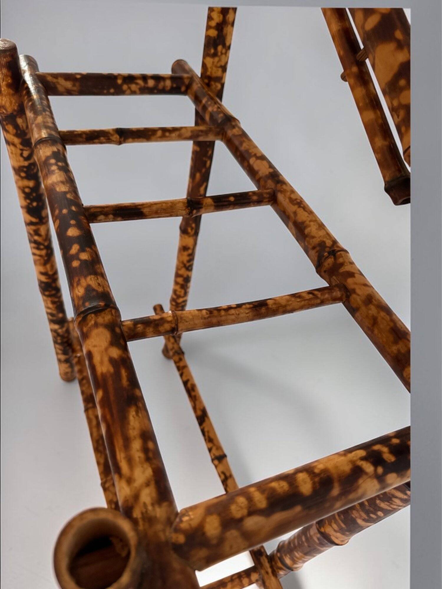 Antique bamboo wardrobe with mirror — exotic style, late 19th century