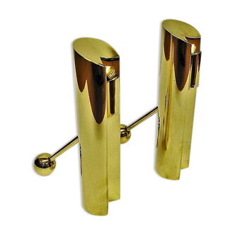 Pair of Pierre Forsell brass candlesticks for Skultuna Sweden 1960