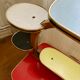 Table arbre porte-plantes vintage en formica et bois pieds compas circa 1960