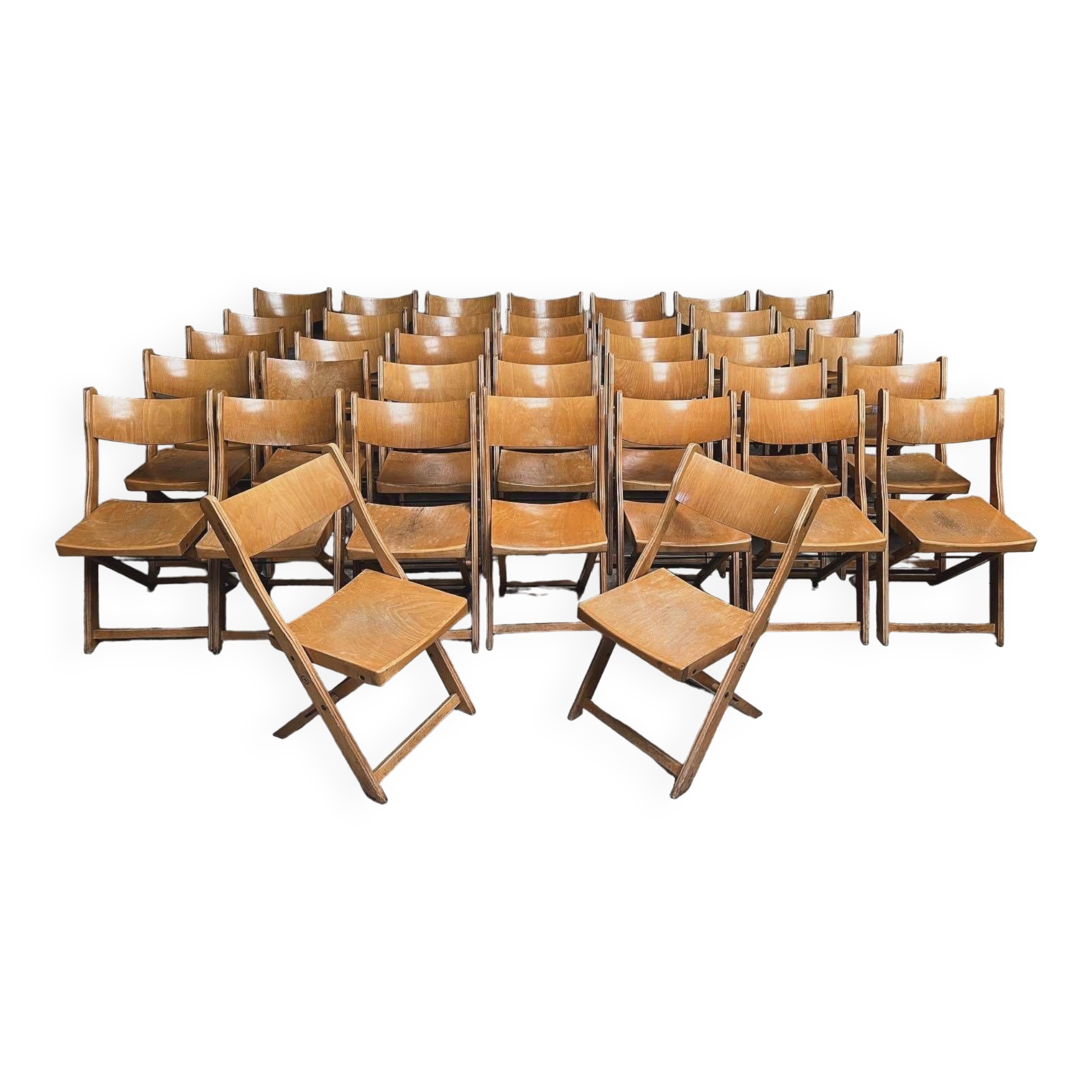Set of 50 vintage 1950 bistro chairs foldable and stackable