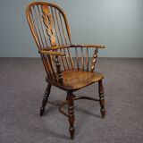 Antique English Windsor chair, high backrest, 18th century