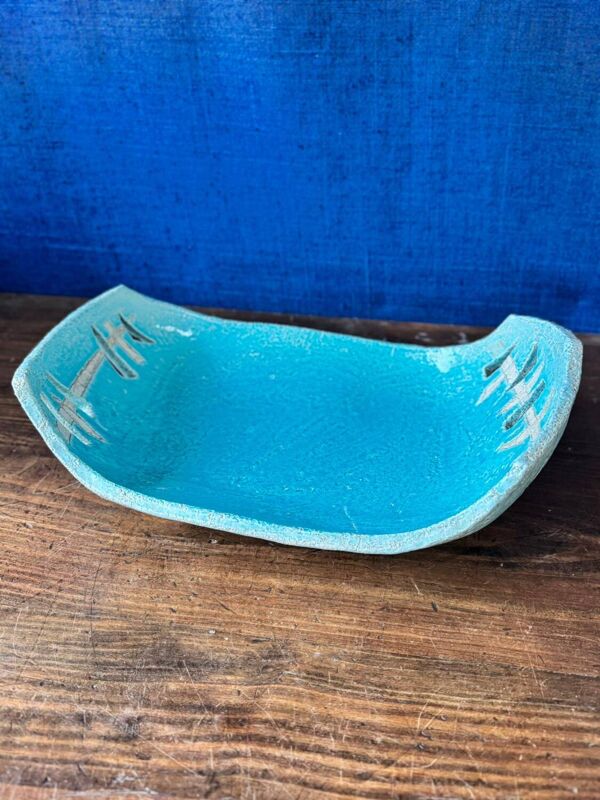 Grande coupe à fruit / centre de table en céramique émaillée 1970