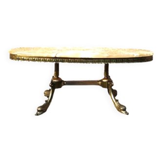 Table en bronze et onyx, table ancienne style marbre