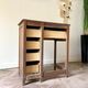 Desk 5 drawers and stool in dark ☐ wood 72 x 40 cm