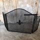 Grilled Fire Screen Fireplace 3 Shutters Black Metal Fleurs De Lys Vintage #A344