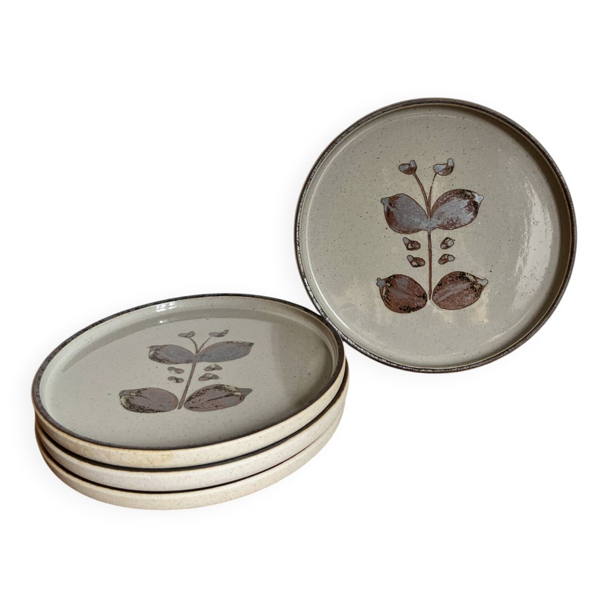 4 assiettes à dessert en grès
