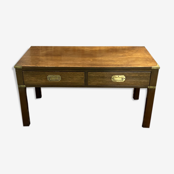 Table basse anglaise en acajou dans l'esprit marine - années 70