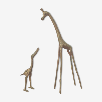 Girafe et oiseau en laiton
