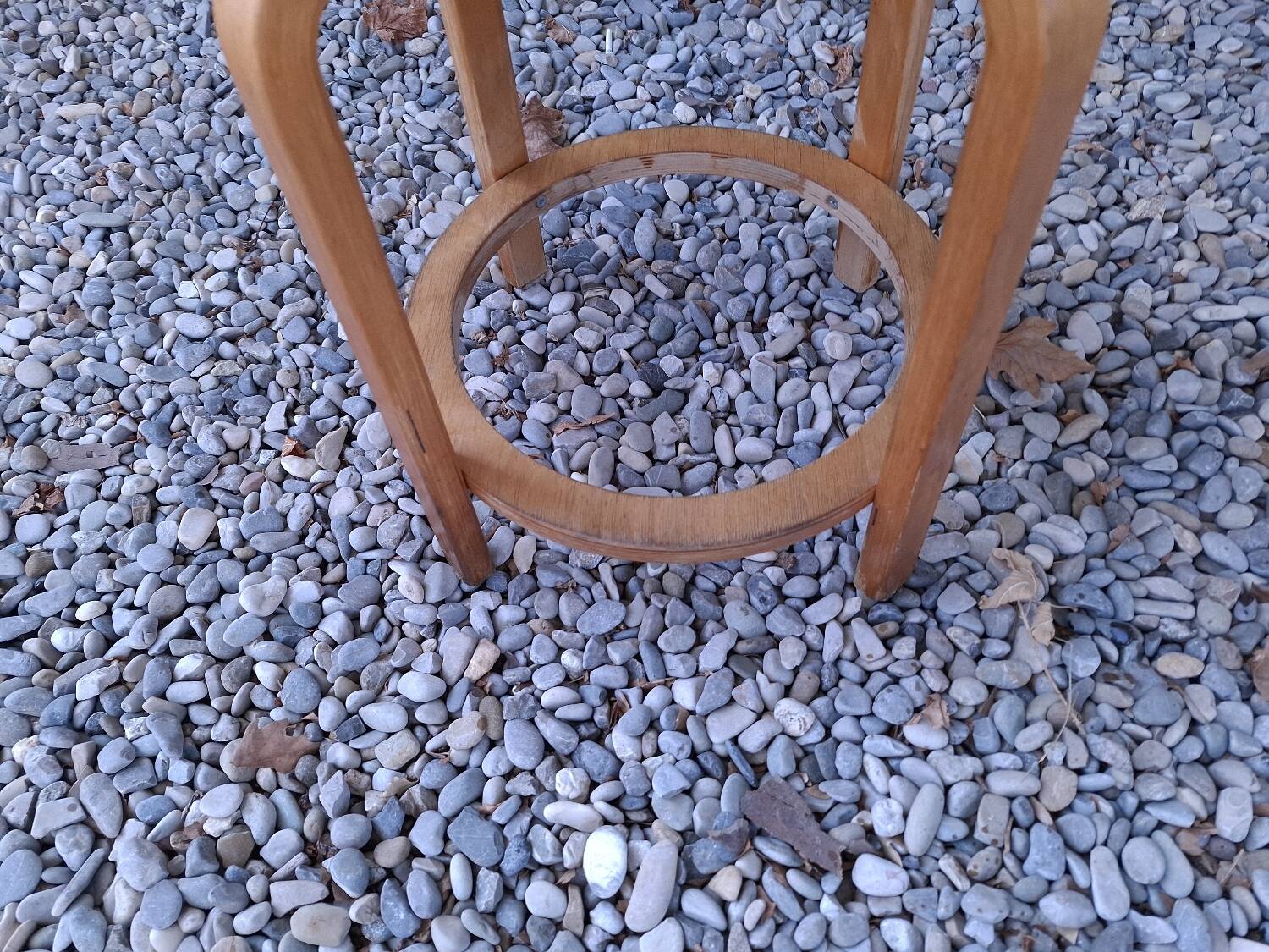 Vintage curved wooden stool