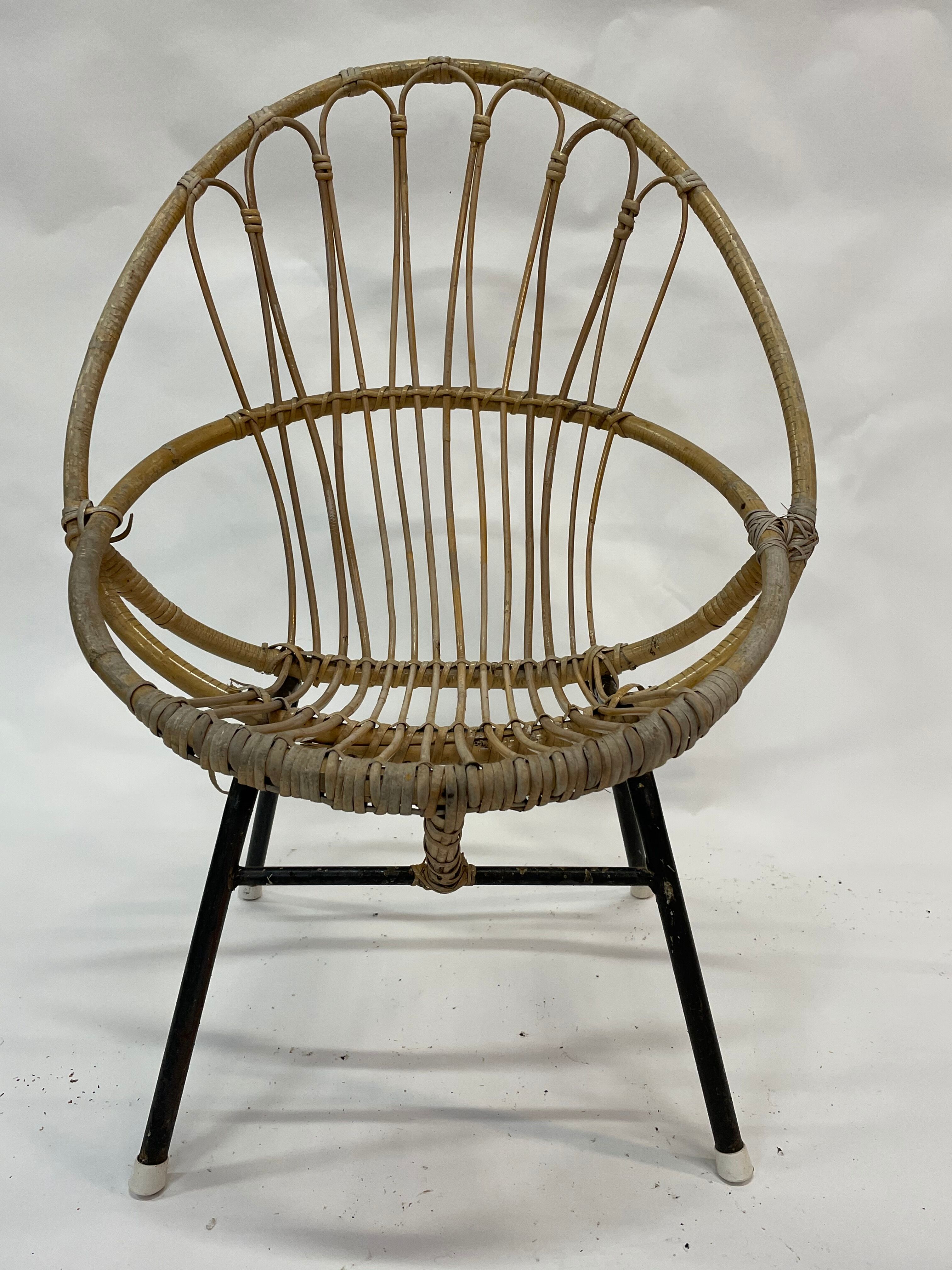 Vintage rattan chair by Dirk van Sliedregt Rohe Noordwolde 1960 in the Netherlands