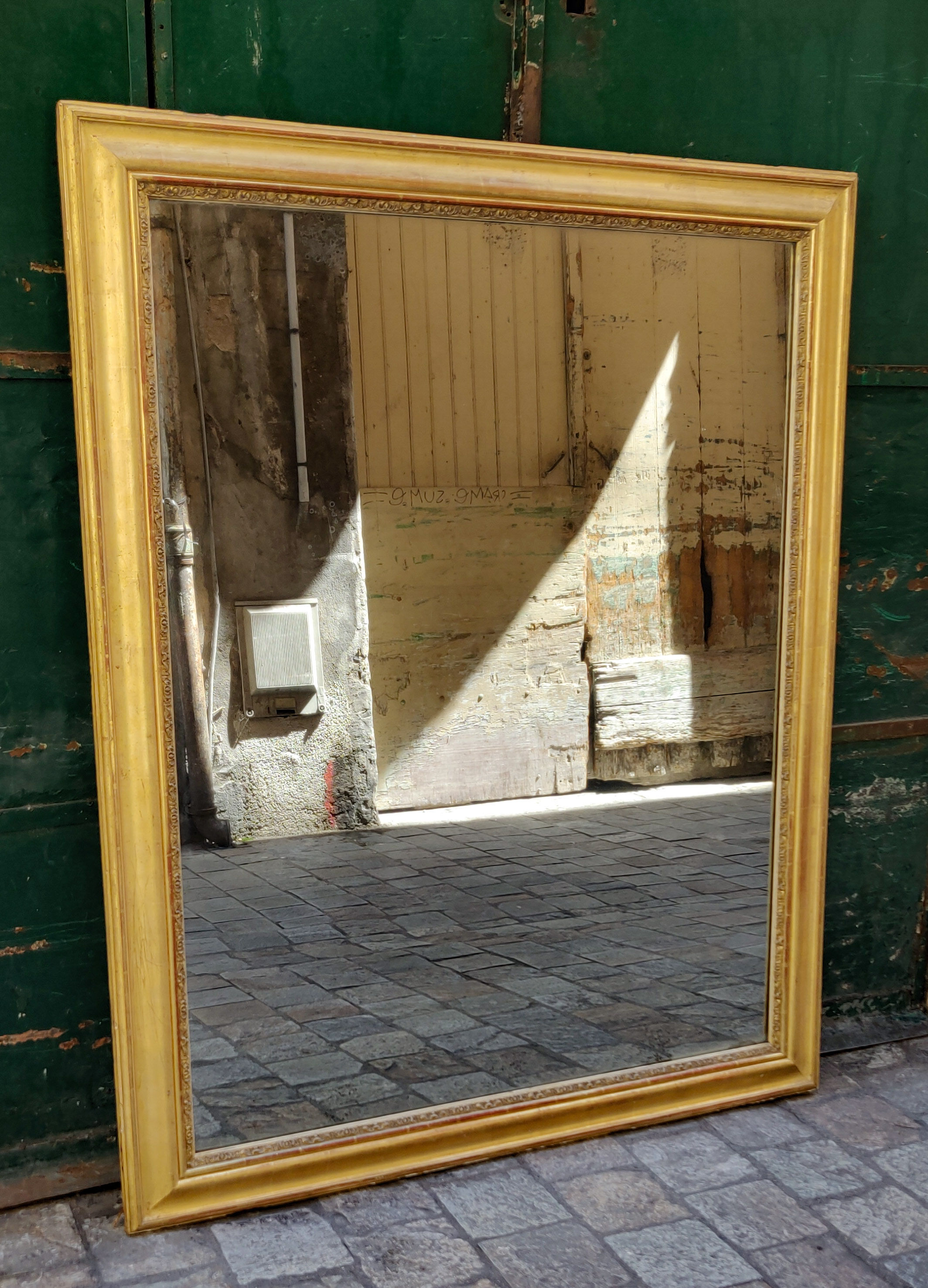 Louis-Philippe mirror with mercury and gold leaf 113x140cm