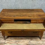 Louis XVI period mahogany and copper reed chest of drawers circa 1780