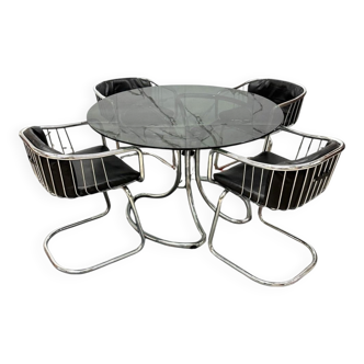 Modern Dining Table and Chairs attributed to Giotto Stoppino and Gastone Rinaldi, 1970, Set of 5