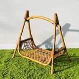 Vintage 1950s rattan magazine rack.
