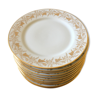Lot de 11 assiettes à dessert doré