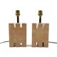 Hollywood regency pink marble set of 2 table lamps, France 1970s