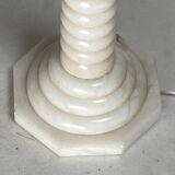 Midcentury French Alabaster floor lamp with bouclé shade, 1950s