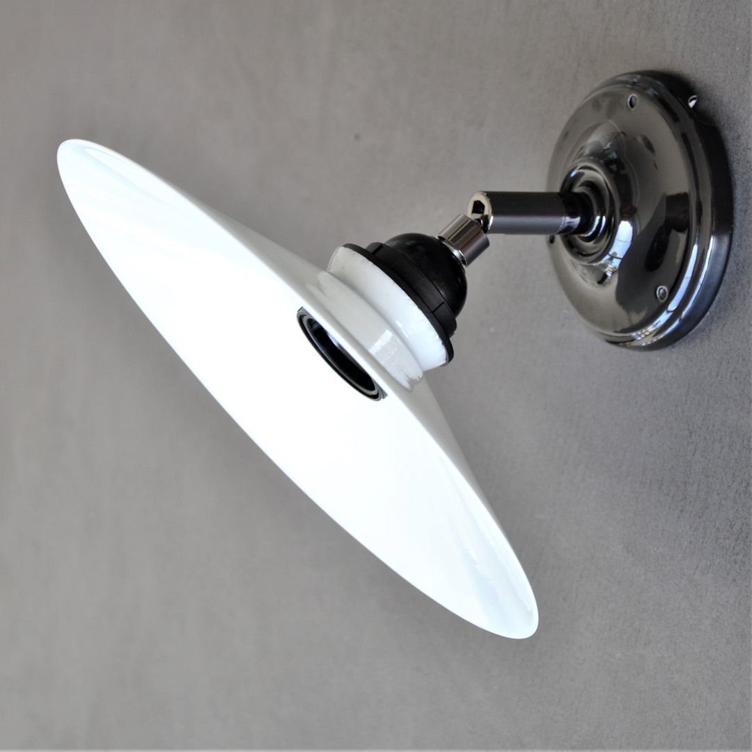 White and black articulated wall lamp, opaline, bakelite and porcelain