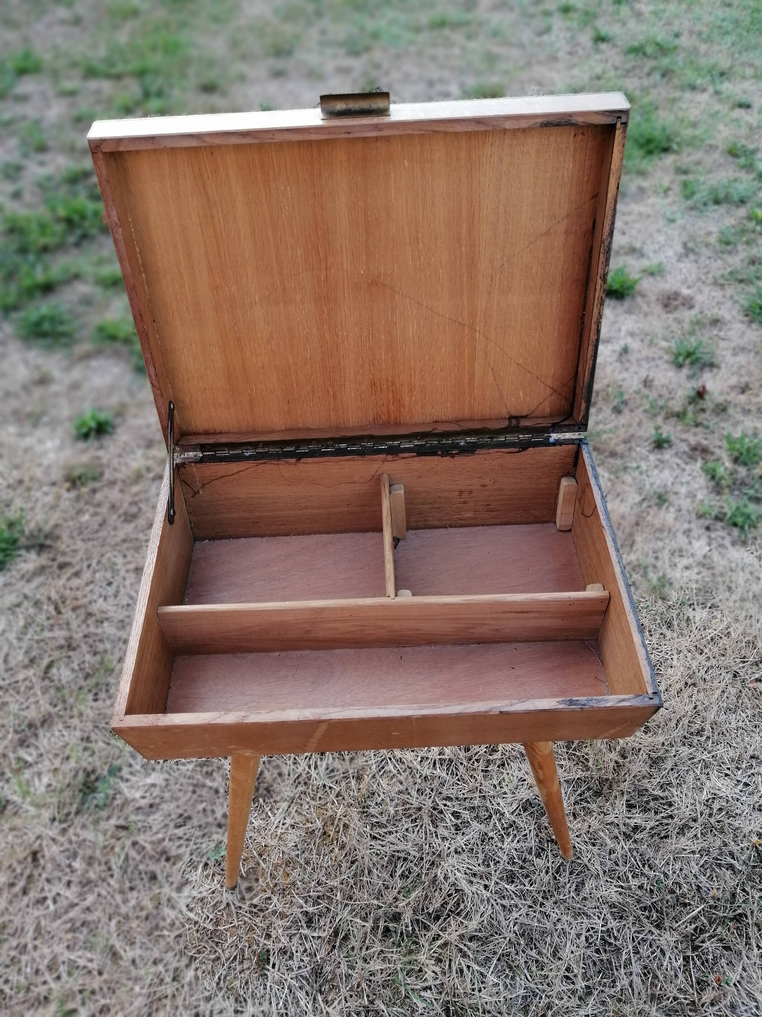 Wooden worker vintage compass feet