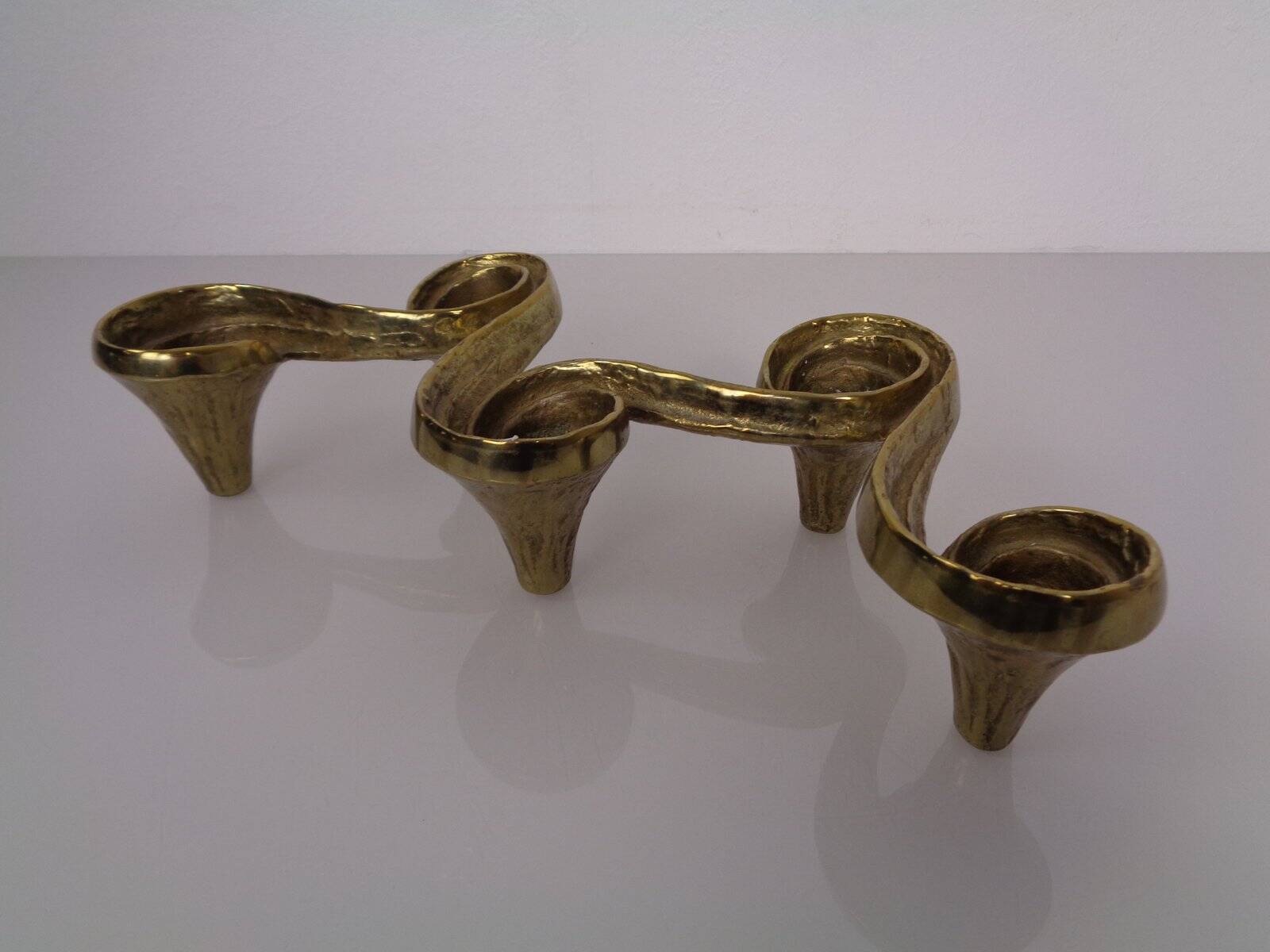 Large Brutalist Bronze Candleholder by Michael Harjes, 1960s