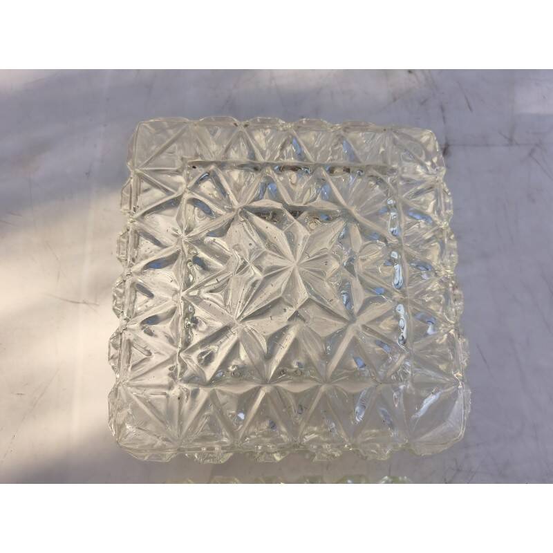 Pair of transparent glass ceiling lights from the 1960s.