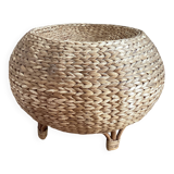 Pouf, low stool in woven rattan wicker