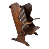 Chaise longue sculpturale en bois faite à la main, Arts & Crafts, 1900