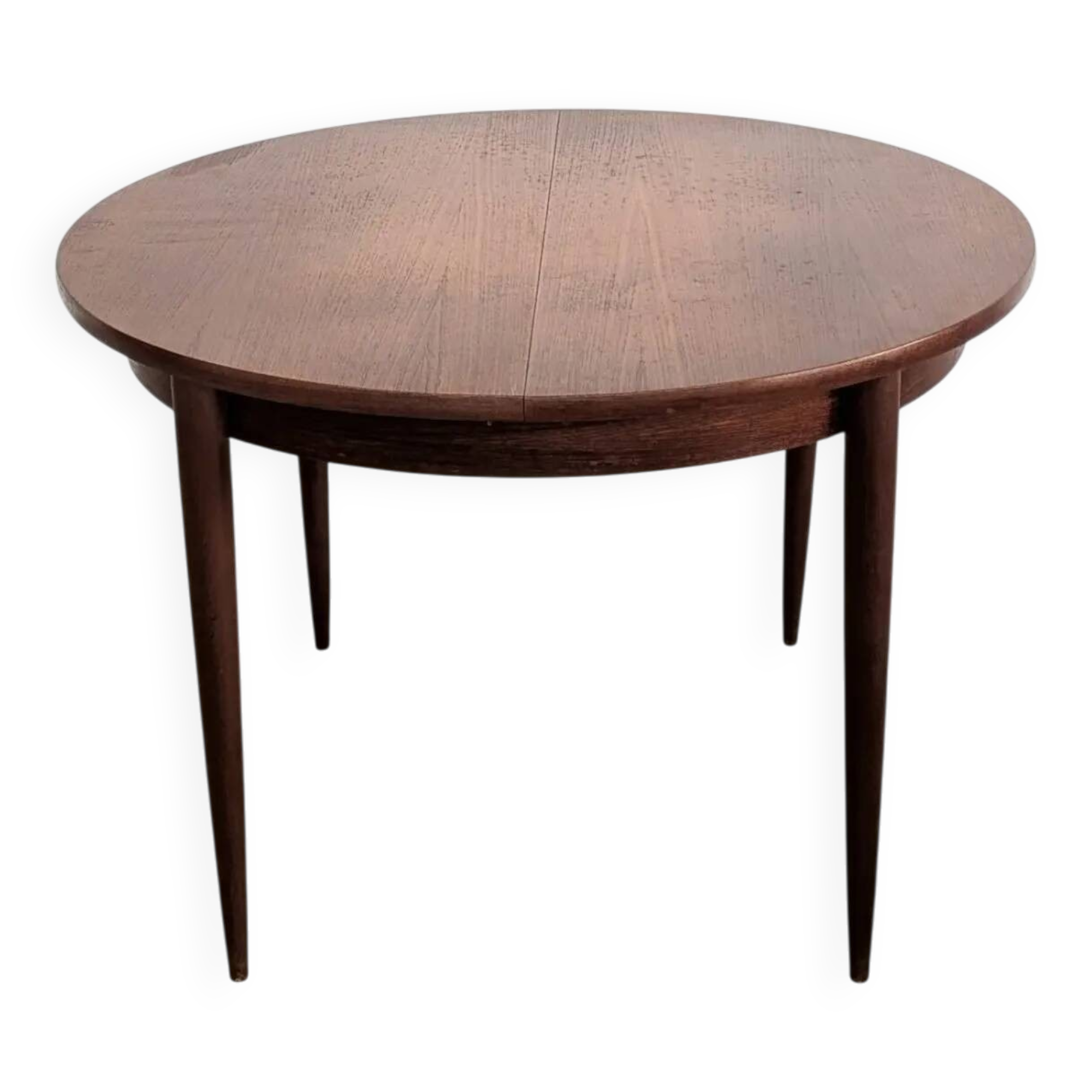 Round extendable wooden dining table