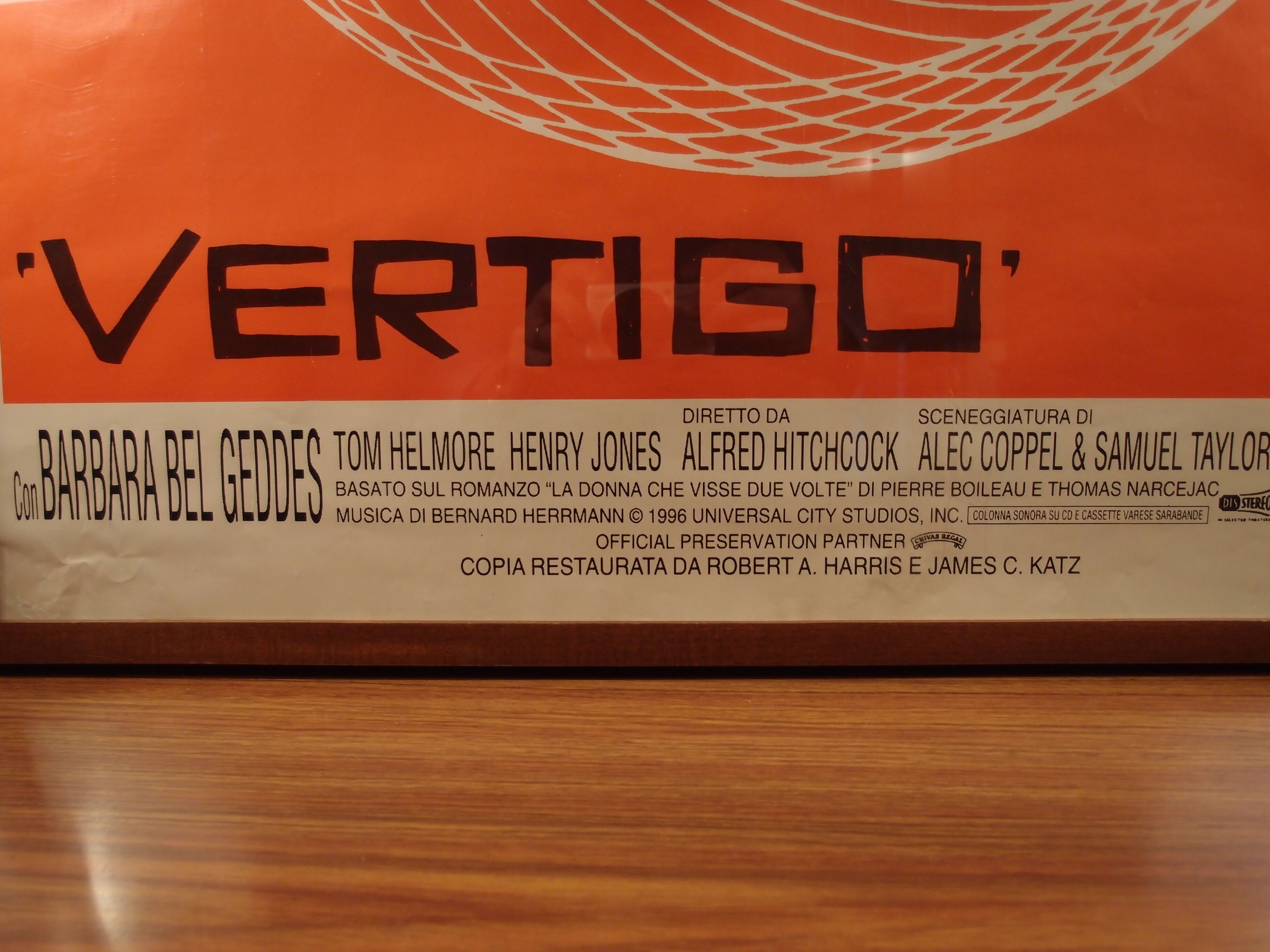 Vertigo  framed movie poster by Hitchcock