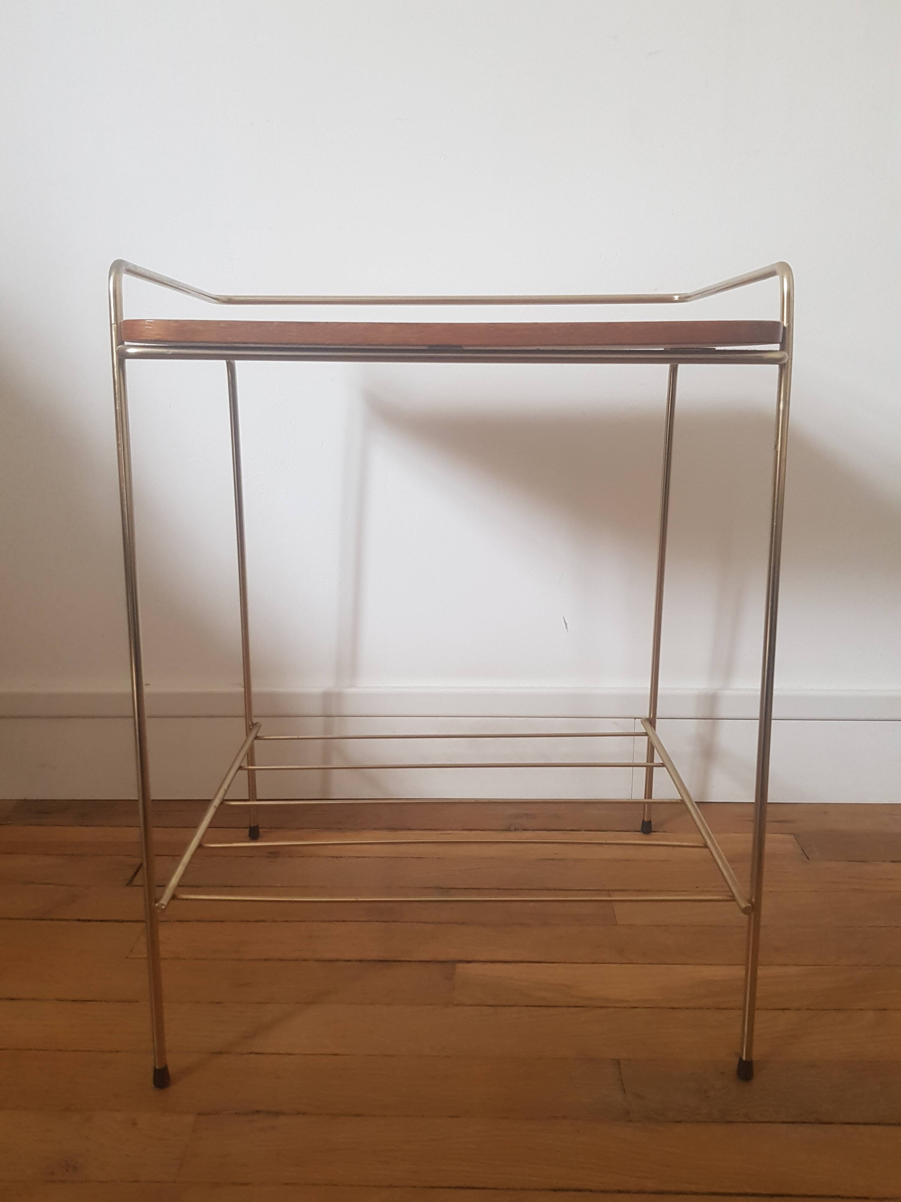 Metal and wood end table