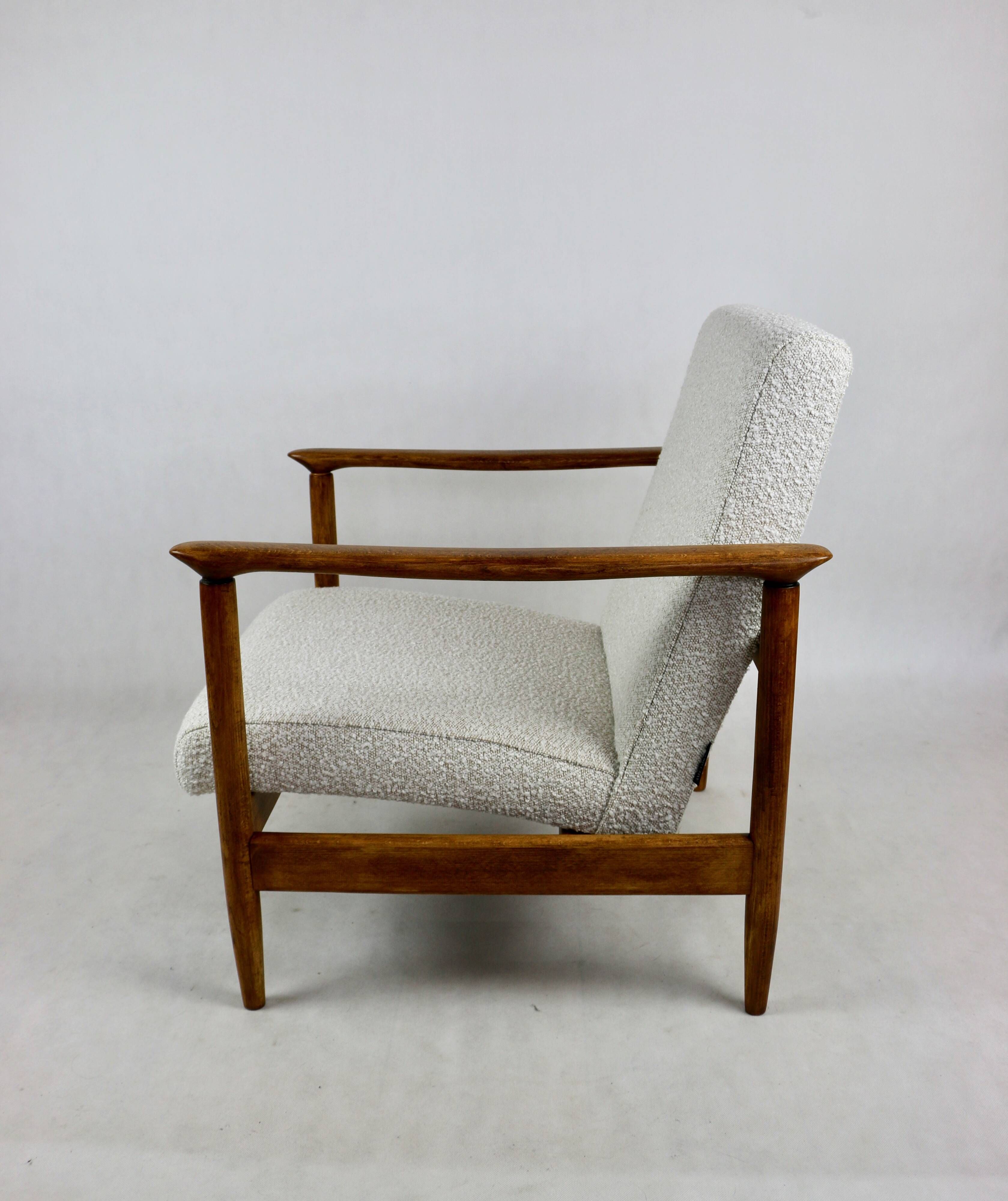 GFM-142 Ivory and White Boucle Armchair by Edmund Homa, 1970s